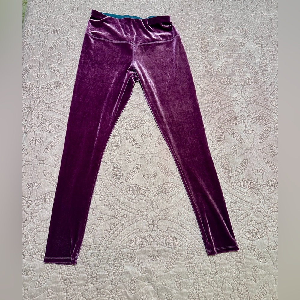 Women with Control Purple Velvet Leggings - XS